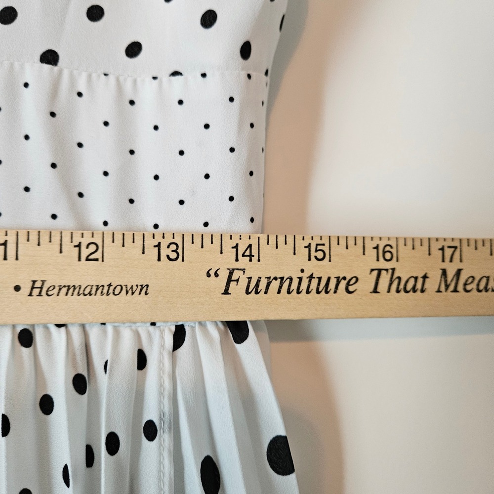 Banana Republic Dress White Polka Dot Pleated Twee 10 Retro Rockabilly - Picture 12 of 12